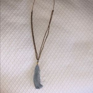 Purple and gold tassel necklace